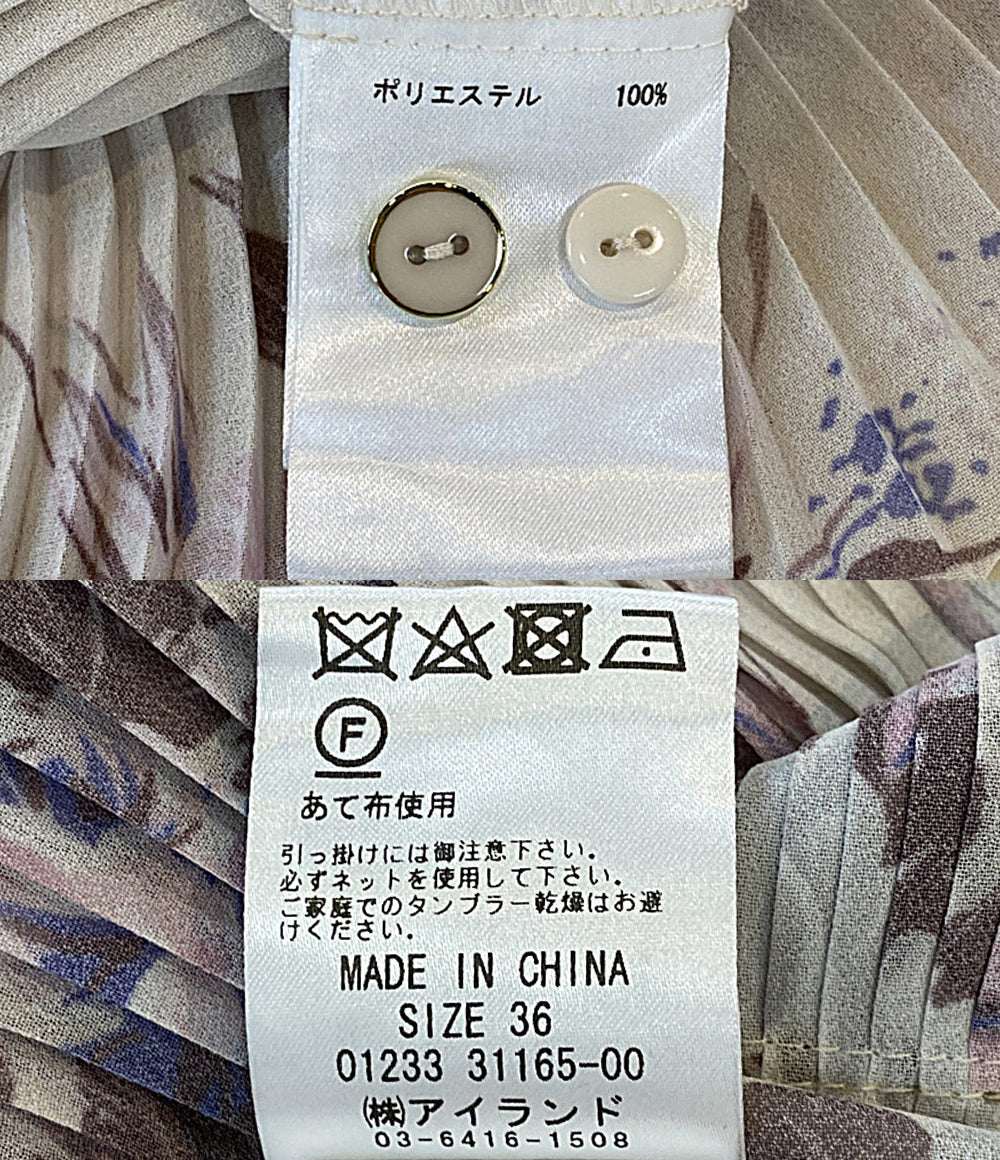 美品 GRACE CONTINENTAL 長袖ワンピース ベージュ レトロブーケ 01233 31165-00 レディース SIZE 36 グレースコンチネンタル