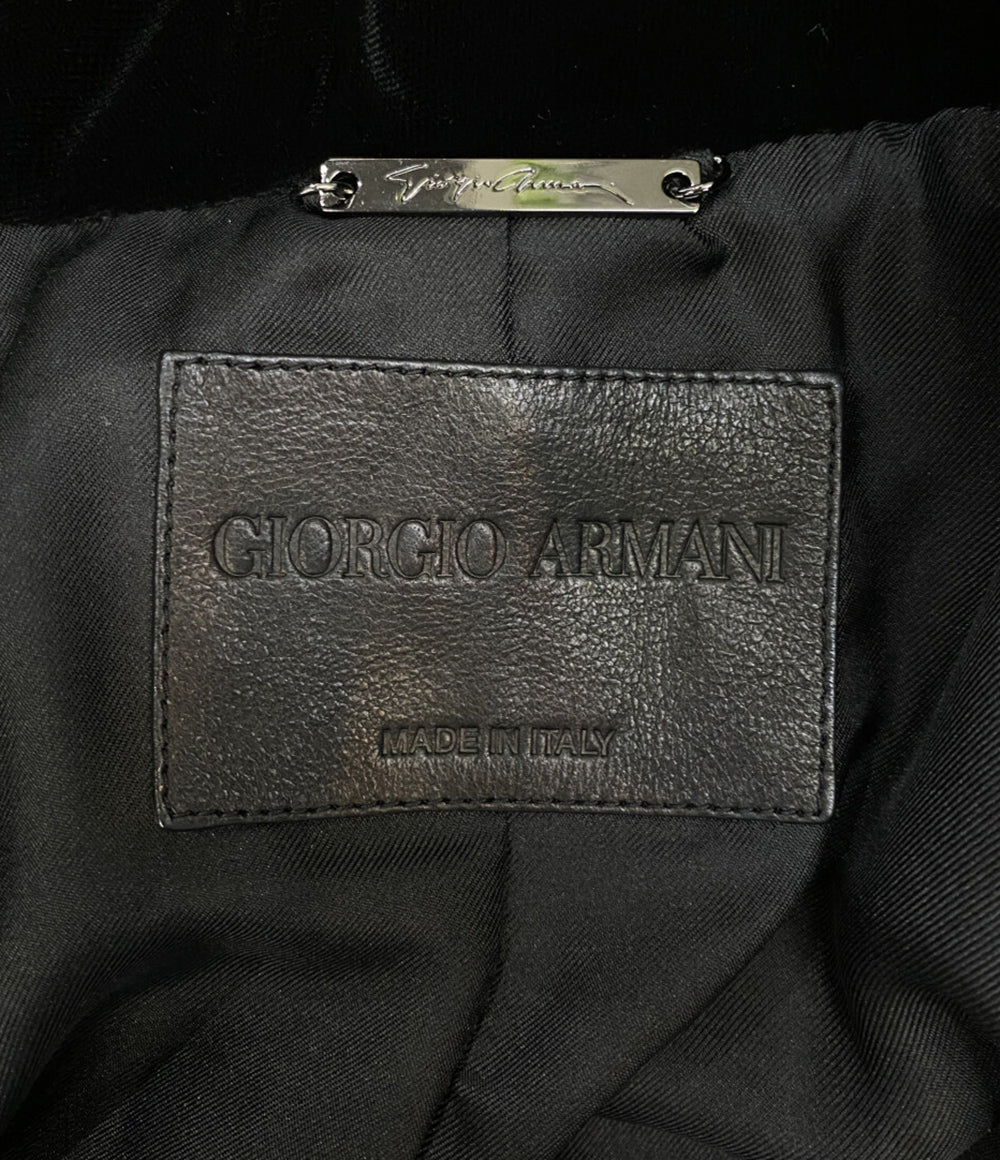 美品 GIORGIO ARMANI ライダースジャケット 襟ベロア ラムレザー 21AW レディース SIZE 38 ジョルジオアルマーニ