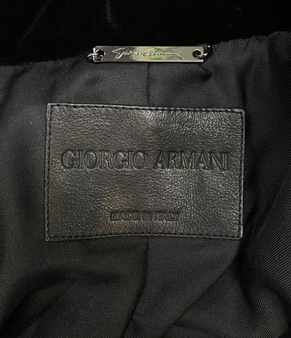 美品 GIORGIO ARMANI ライダースジャケット 襟ベロア ラムレザー 21AW レディース SIZE 38 ジョルジオアルマーニ