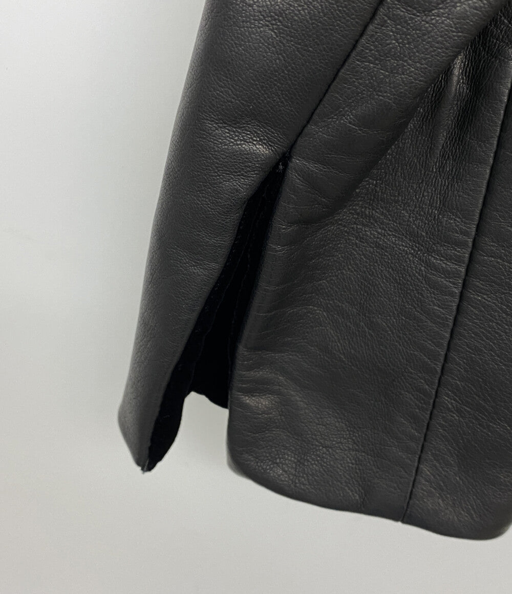 美品 GIORGIO ARMANI ライダースジャケット 襟ベロア ラムレザー 21AW