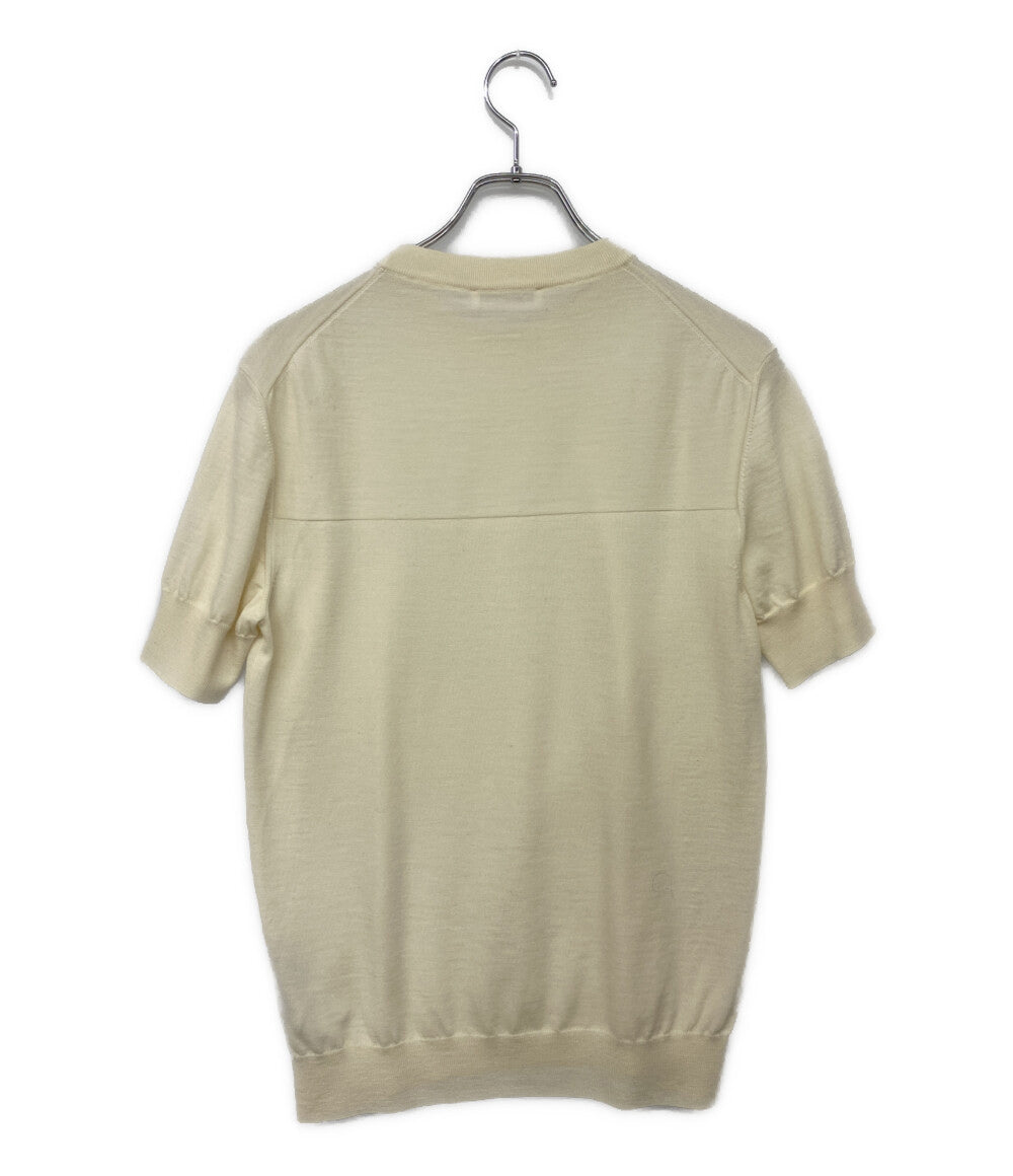 Jil sander 半袖ニット ヘンリーネック リネン ネイビー