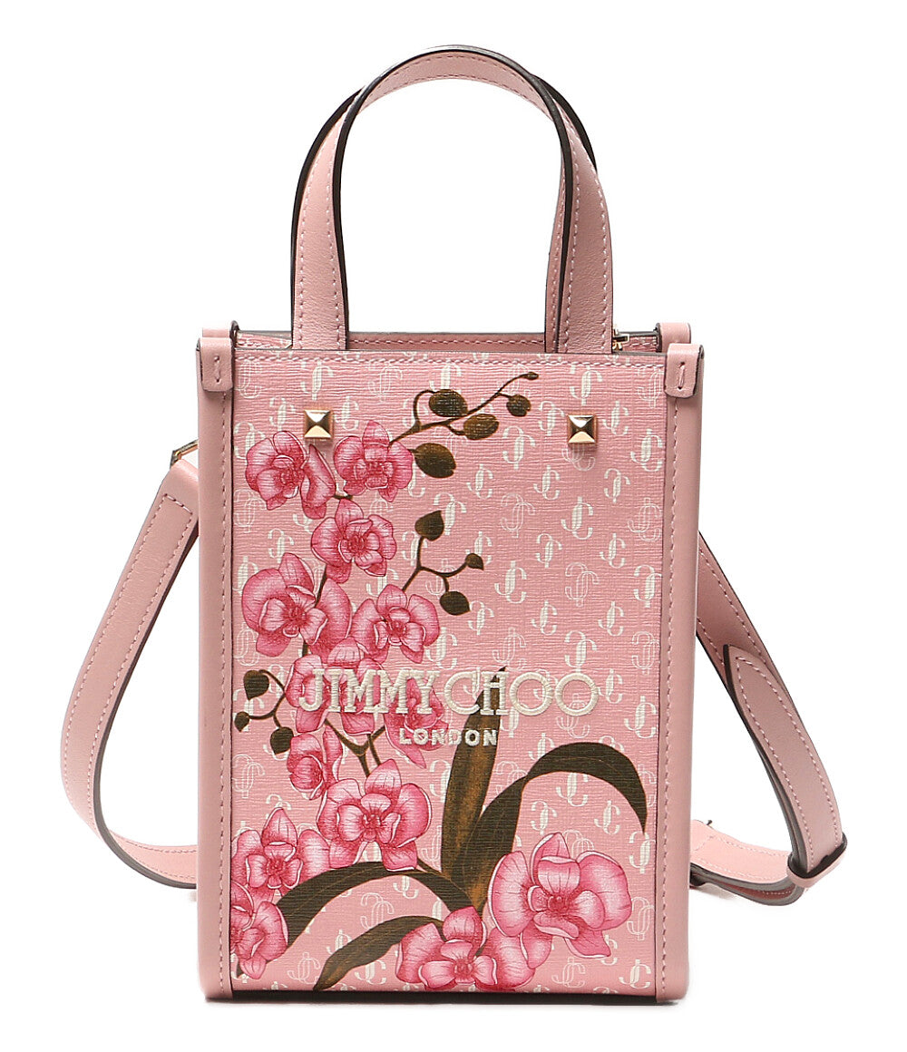 美品 JIMMY CHOO 2way ショルダーバッグ ミニ ノースサウス フラワー
