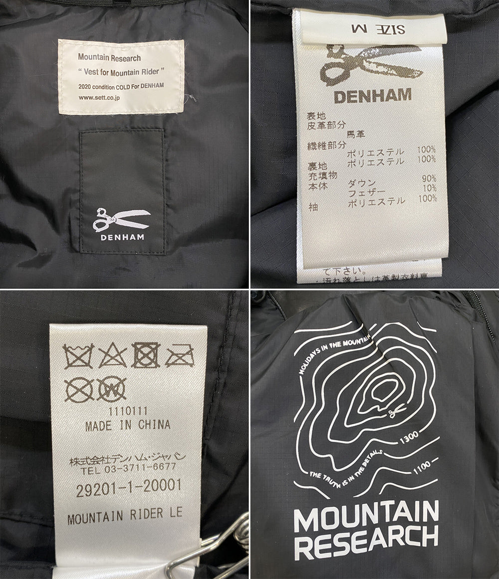 DENHAM×MAUNTAIN RESERCH マウンテンリサーチ レザーダウンジャケット ダブルネーム メンズ SIZE M デンハム