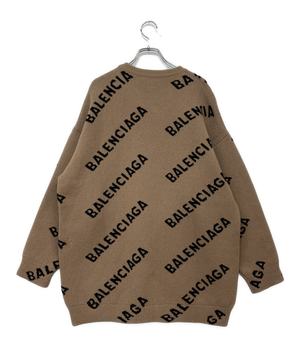 BALENCIAGA 長袖ニット 620983 ロゴ ブラウン メンズ SIZE L バレンシアガ