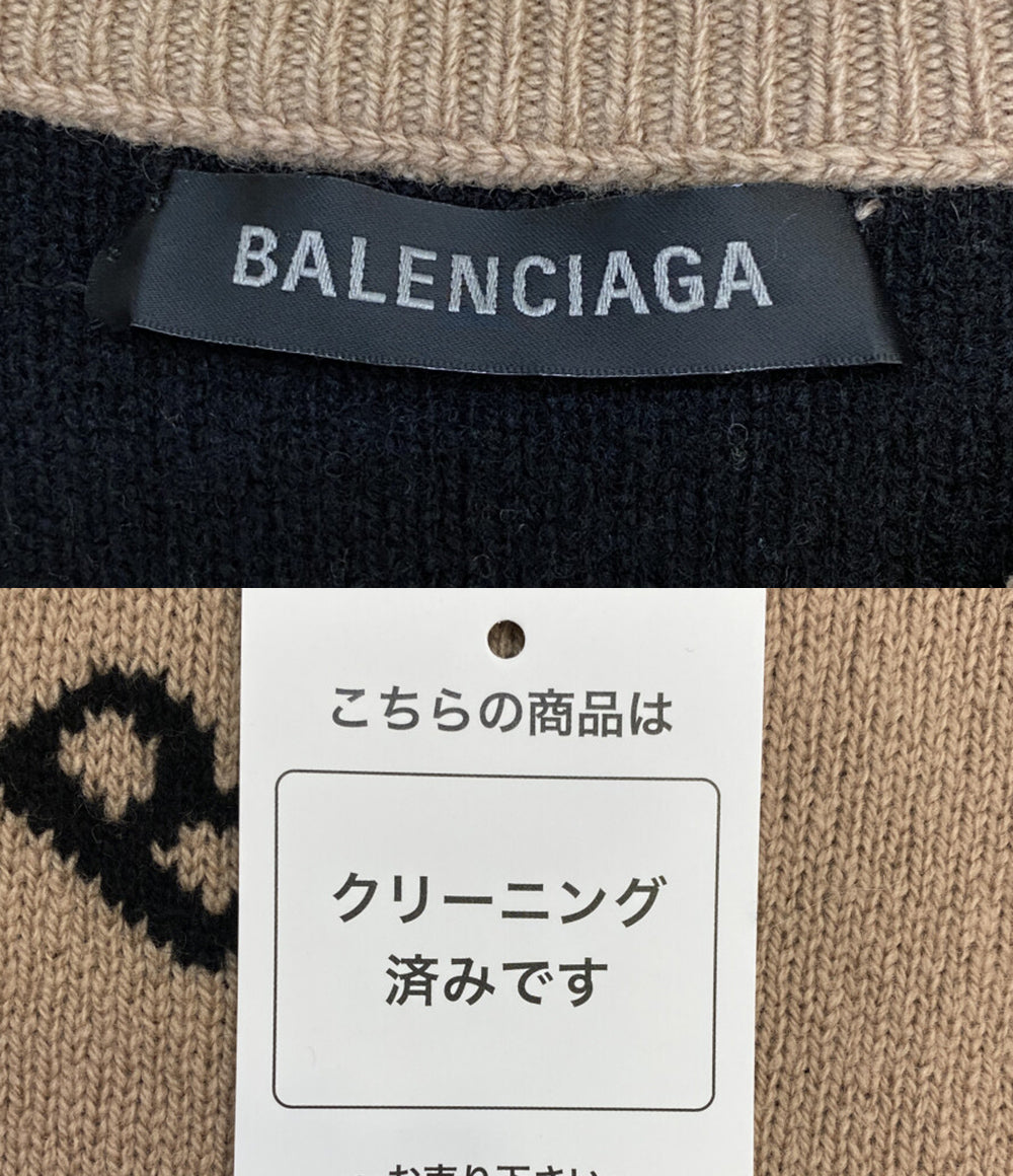 BALENCIAGA 長袖ニット 620983 ロゴ ブラウン メンズ SIZE L バレンシアガ