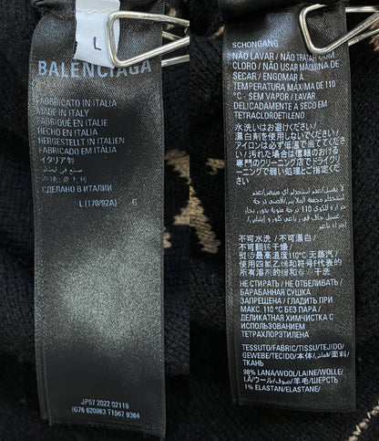 BALENCIAGA 長袖ニット 620983 ロゴ ブラウン メンズ SIZE L バレンシアガ