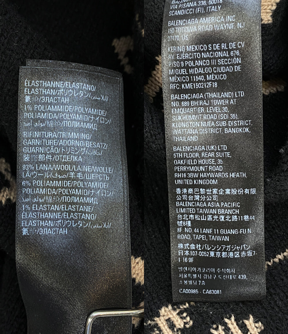 BALENCIAGA 長袖ニット 620983 ロゴ ブラウン メンズ SIZE L バレンシアガ