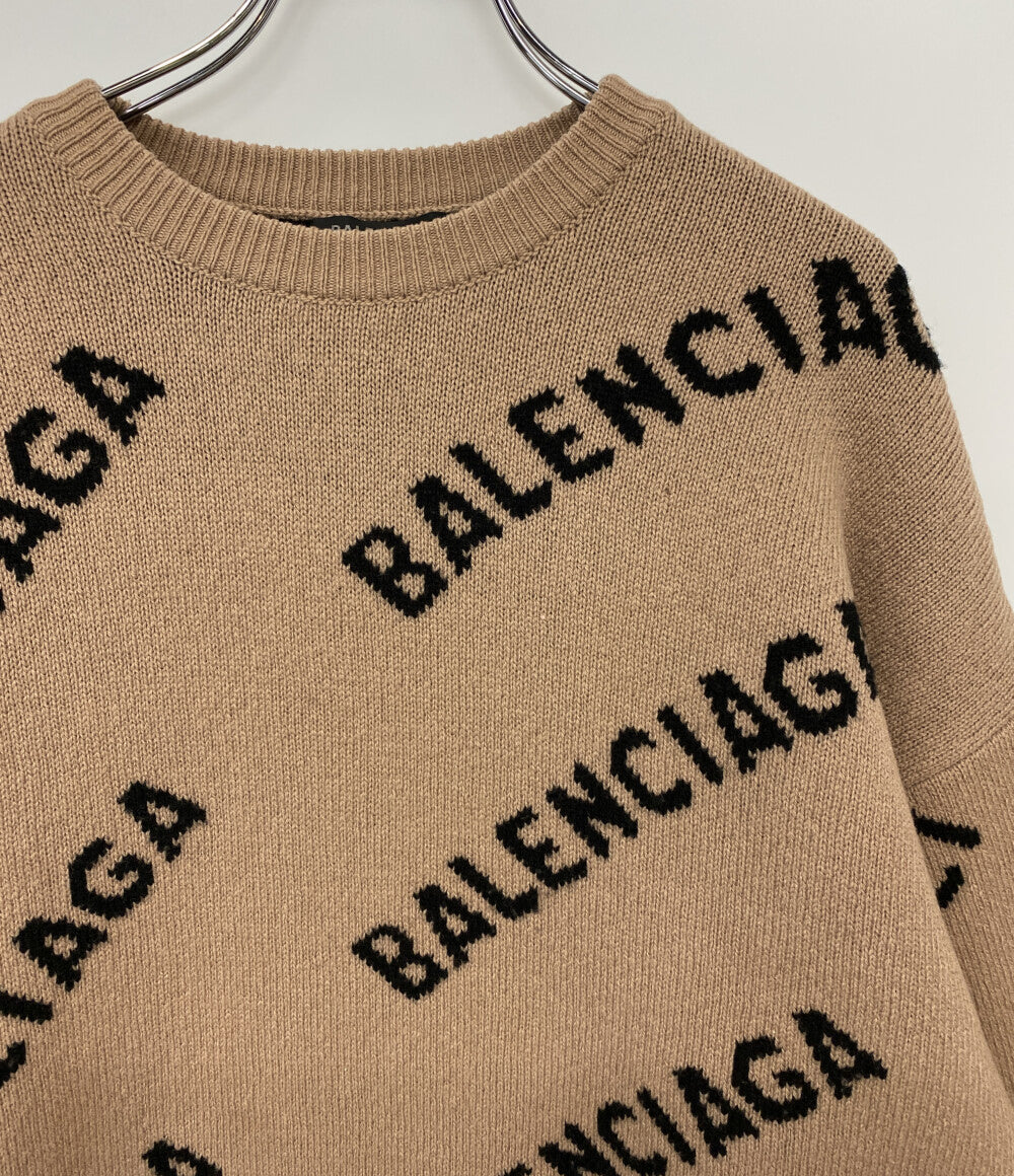 BALENCIAGA 長袖ニット 620983 ロゴ ブラウン メンズ SIZE L バレンシアガ