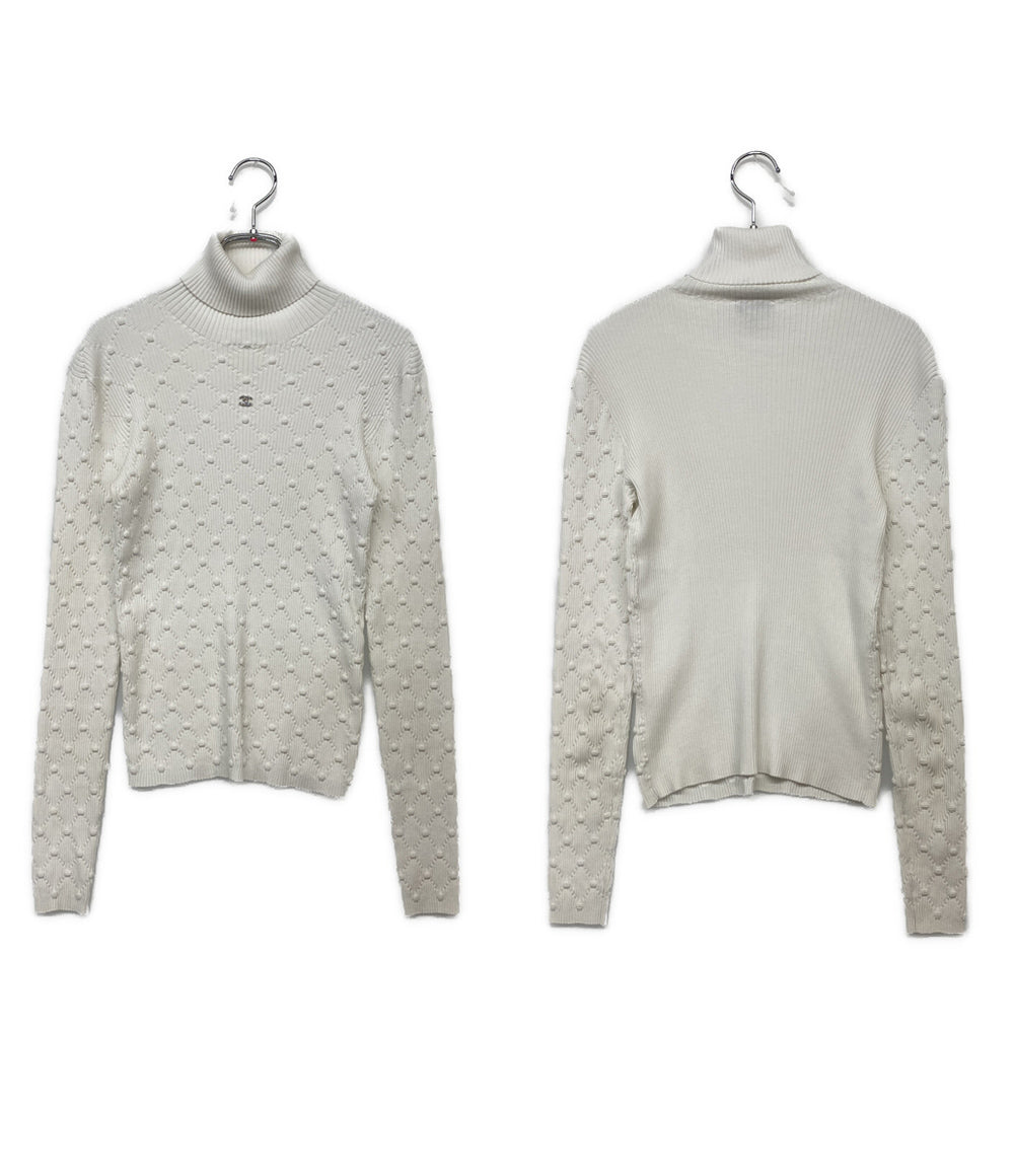 CHANEL タートルネックカットソー ホワイト P73588K10565 レディース SIZE 34 シャネル