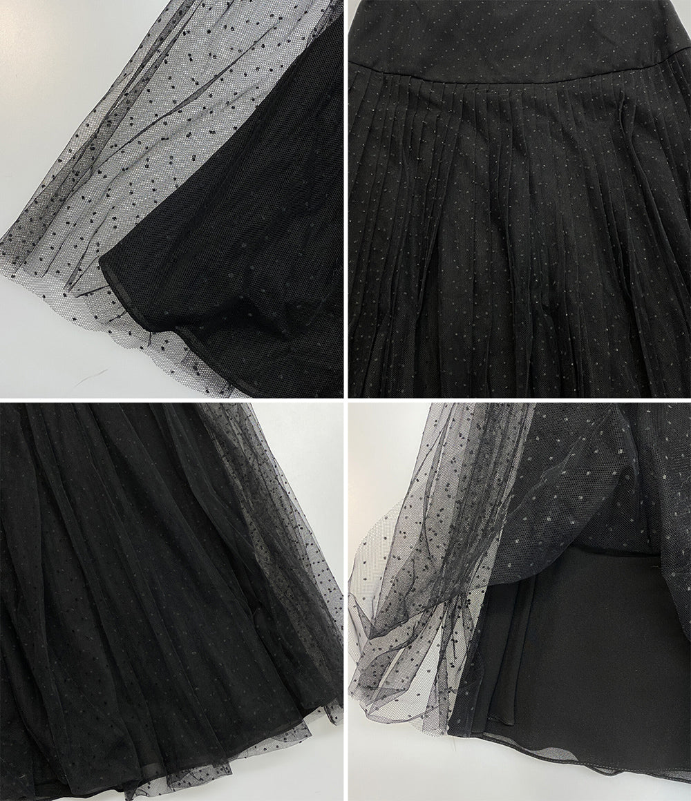 DIOR チュールプリーツスカート　ドット Christian Dior チュールスカート 841J50A8810 ドット ブラック