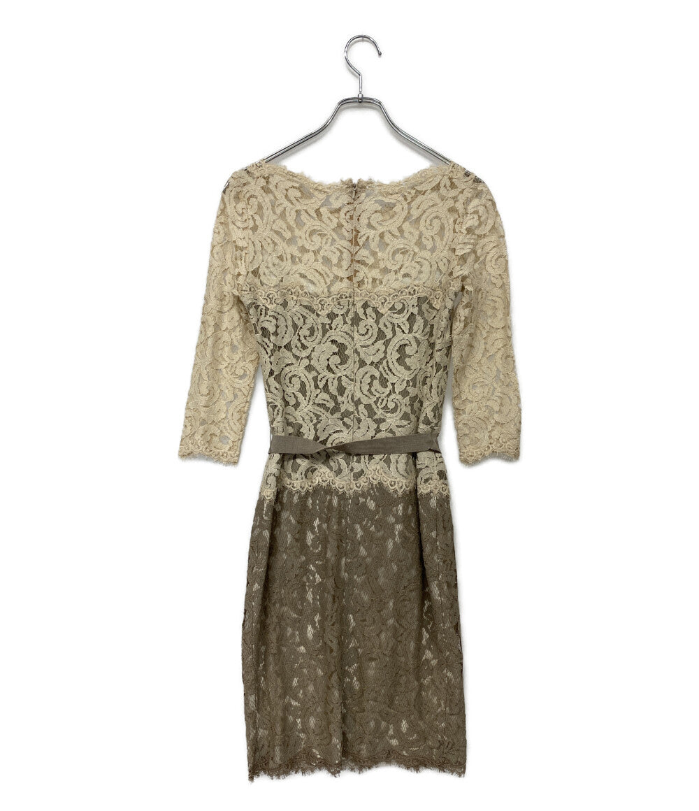 TADASHI SHOJI 五分袖ワンピース ベージュ レース レディース SIZE 2 タダシショージ
