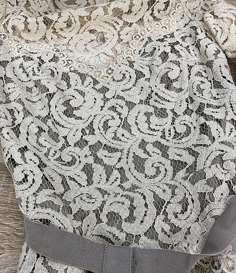 TADASHI SHOJI 五分袖ワンピース ベージュ レース レディース SIZE 2 タダシショージ