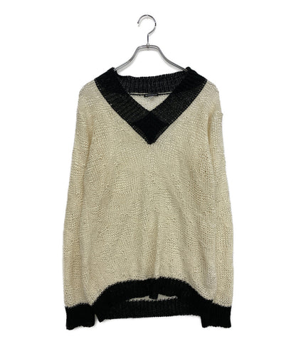 Ann DEMEULEMEESTER ローゲージニット リネン Vネック レディース SIZE XS アンドゥムルメステール