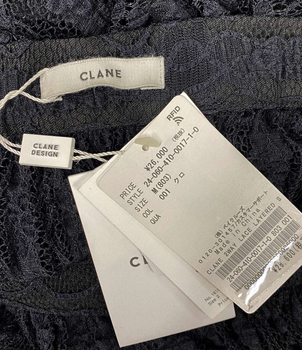 美品 CLANE レーススカート 2WAY LACE LAYERED SKIRT 24SS レディース SIZE 2 クラネ