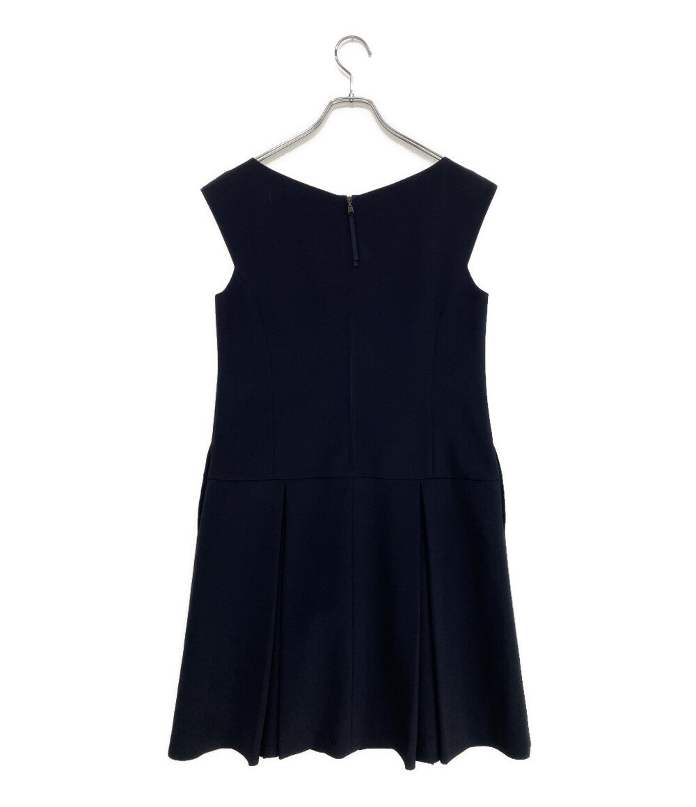 FOXEY NEW YORK ノースリーブワンピース Vネック ネイビー 37801-NA０FI122T レディース SIZE 40 フォクシー ニューヨーク