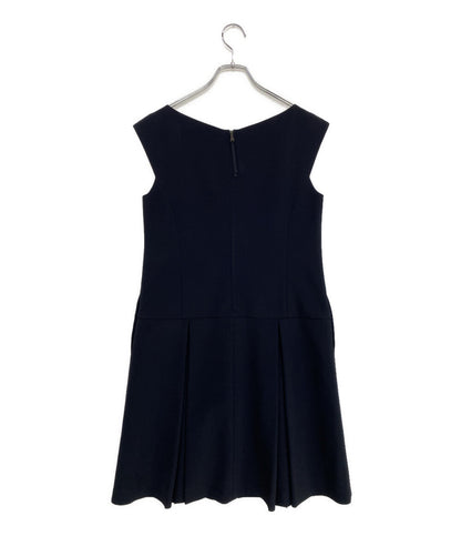 FOXEY NEW YORK ノースリーブワンピース Vネック ネイビー 37801-NA０FI122T レディース SIZE 40 フォクシー ニューヨーク