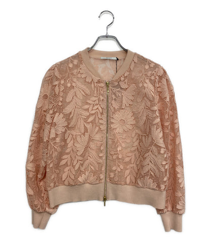 美品 ANAYI ブルゾン フルールジップ レース ピンク レディース SIZE 38 アナイ