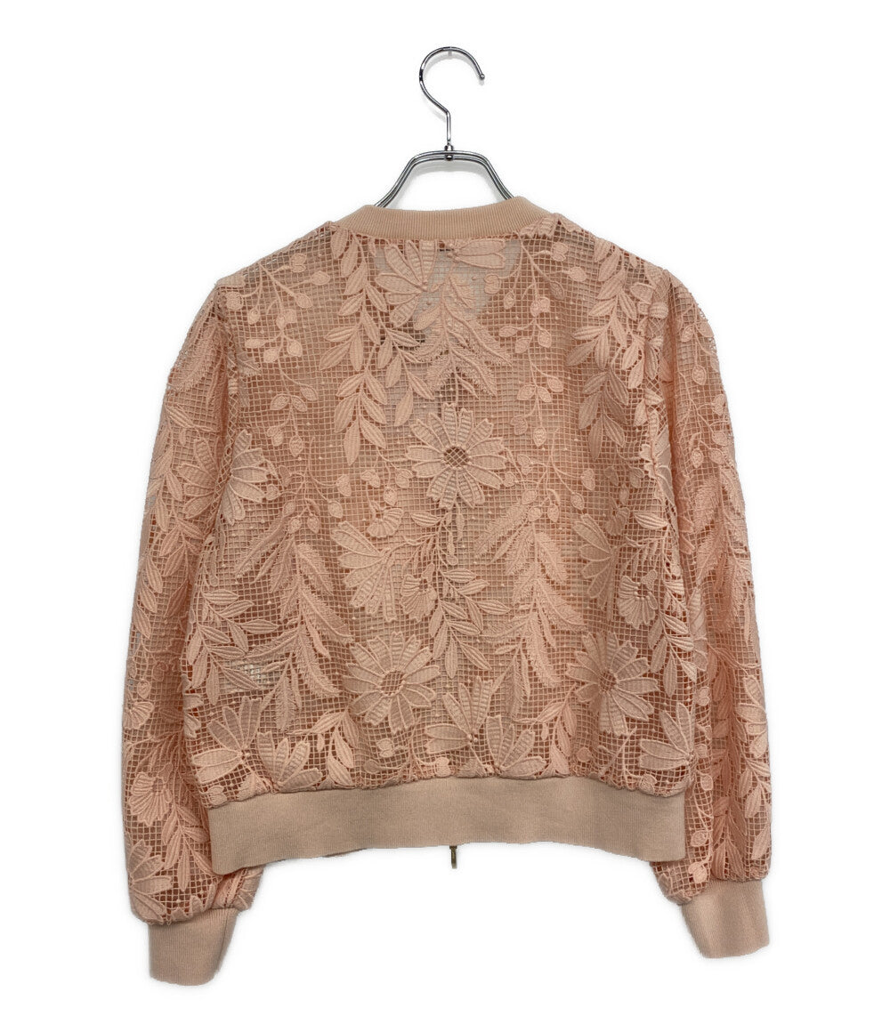 美品 ANAYI ブルゾン フルールジップ レース ピンク レディース SIZE 38 アナイ