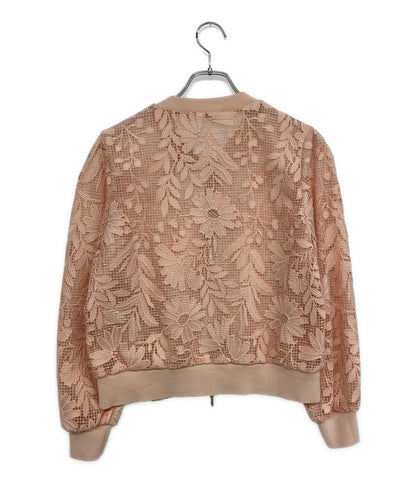 美品 ANAYI ブルゾン フルールジップ レース ピンク レディース SIZE 38 アナイ