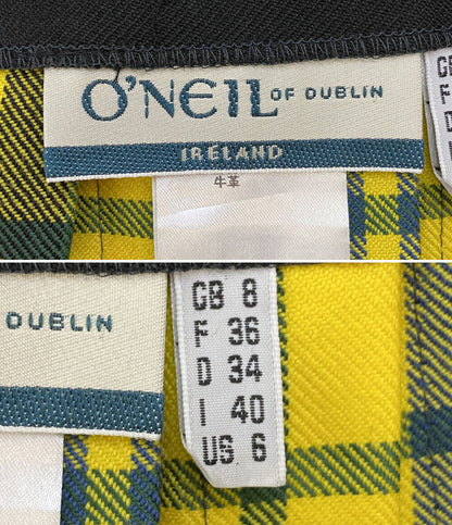 O NEIL of DUBLIN オニール オブ ダブリン ラップスカート チェック イエロー レディース SIZE GB8