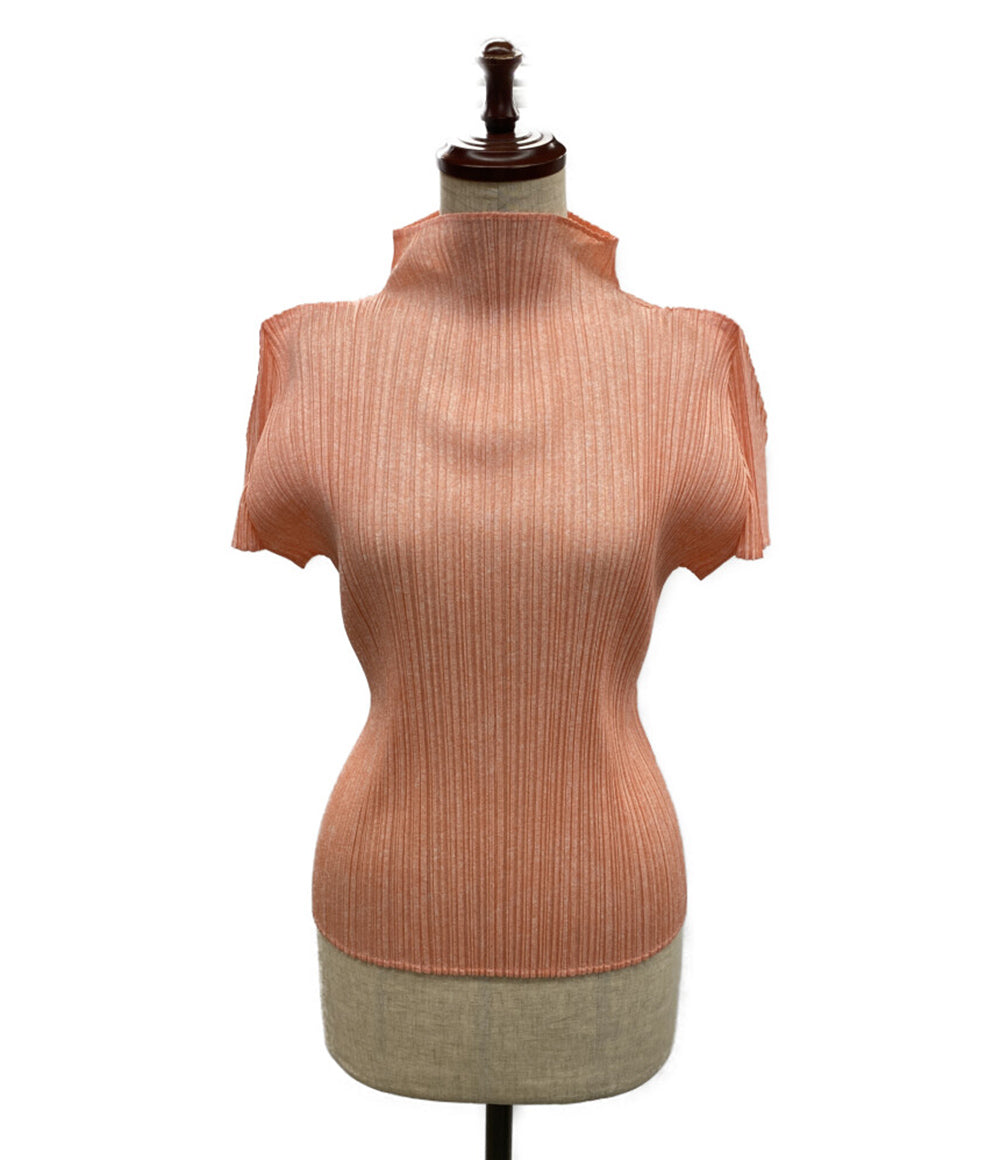 美品 PLEATS PLEASE 半袖カットソー ハイネック PP71-JK168 レディース SIZE 3 プリーツプリーズ
