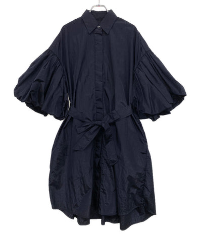 美品 DOUBLE STANDARD CLOTHING ボリュームスリーブコートシャツ ネイビー レディース SIZE 38 ダブルスタンダードクロージング