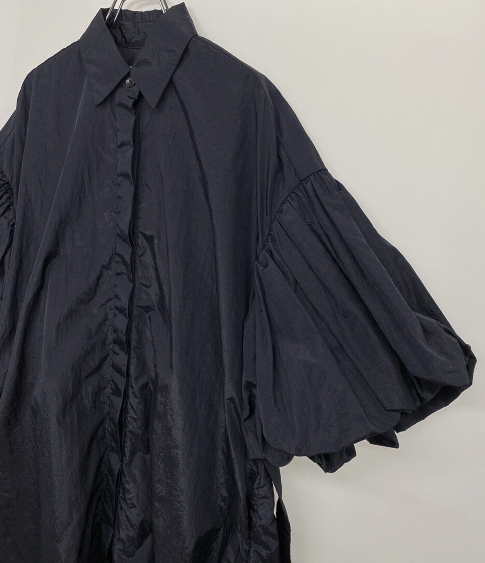 美品 DOUBLE STANDARD CLOTHING ボリュームスリーブコートシャツ ネイビー レディース SIZE 38 ダブルスタンダードクロージング