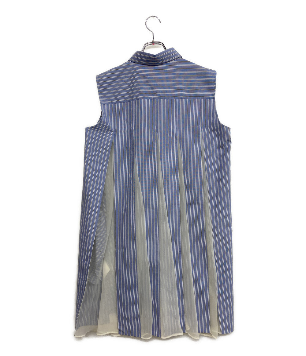sacai ノースリーブワンピース コットンポプリン ドレス ストライプ