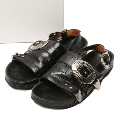 TOGA pulla サンダル black croc embossed leather AJ699 レディース SIZE 39 トーガプルラ