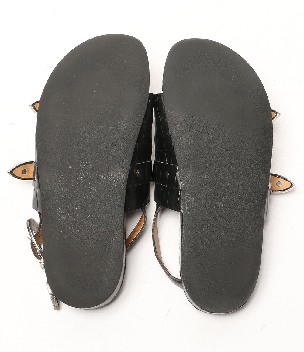 TOGA pulla サンダル black croc embossed leather AJ699 レディース