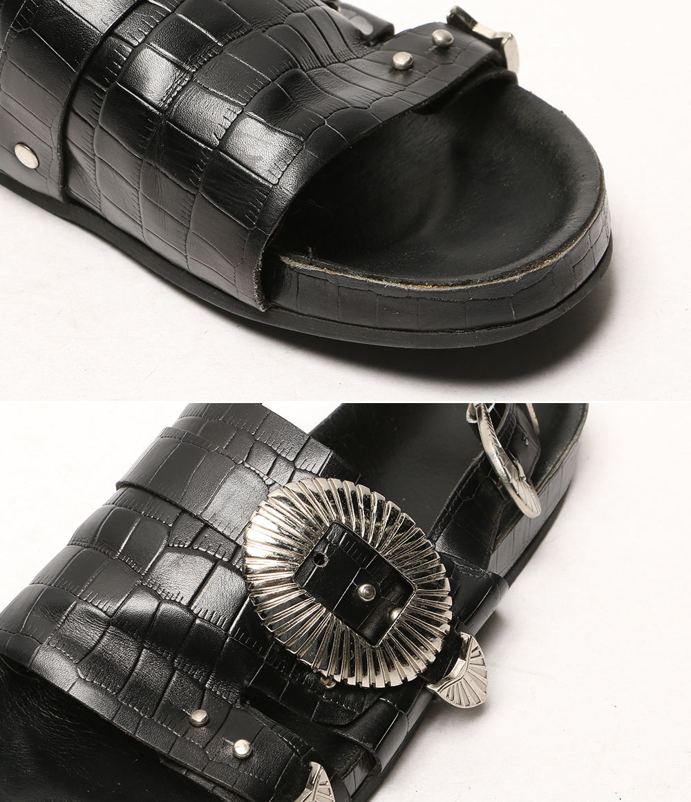 TOGA pulla サンダル black croc embossed leather AJ699 レディース