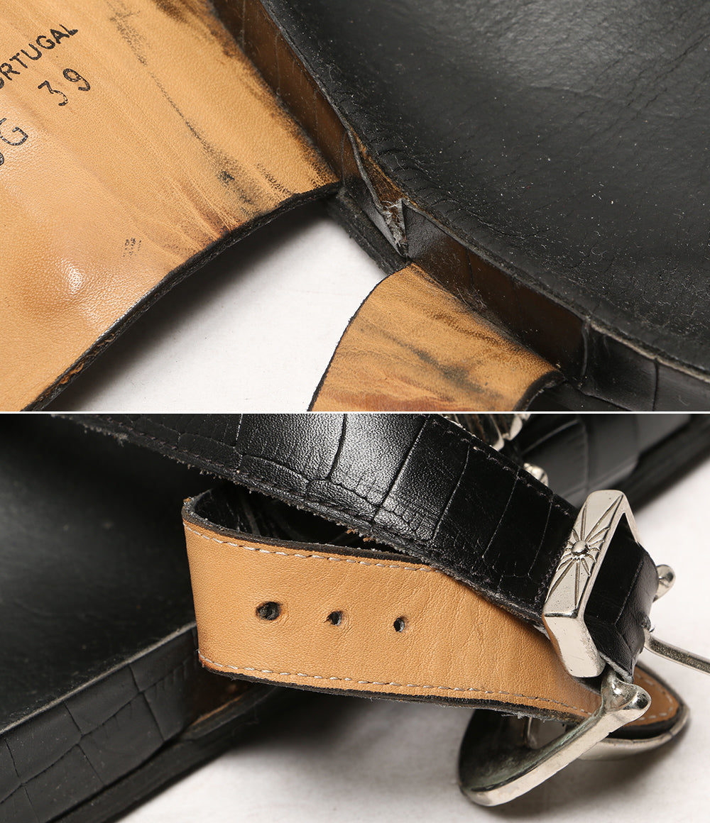 TOGA pulla サンダル black croc embossed leather AJ699 レディース
