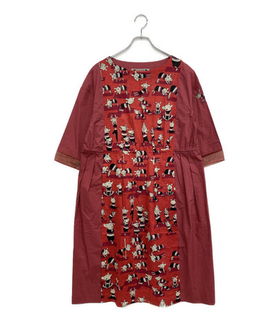 OLLEBOREBLA 七分袖ワンピース ぶたさん柄 115397 レディース SIZE M オレボレブラ
