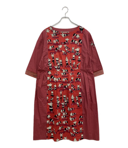 OLLEBOREBLA 七分袖ワンピース ぶたさん柄 115397 レディース SIZE M オレボレブラ