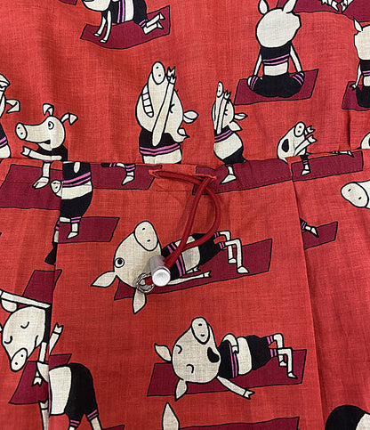 OLLEBOREBLA 七分袖ワンピース ぶたさん柄 115397 レディース SIZE M オレボレブラ