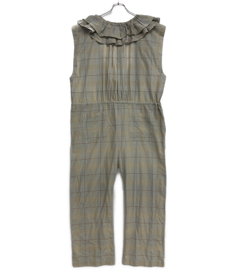 fofo fofa×BUNON ブノン オーバーオール KENNY SUIT ベージュチェック レディース SIZE L フォフォフォファ