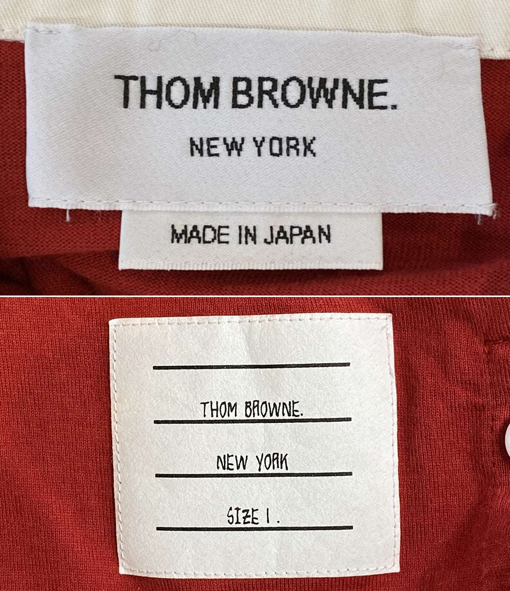美品 THOM BROWNE ポロシャツ ラガーシャツ レッド MJP219A-06221 メンズ SIZE 1 トムブラウン