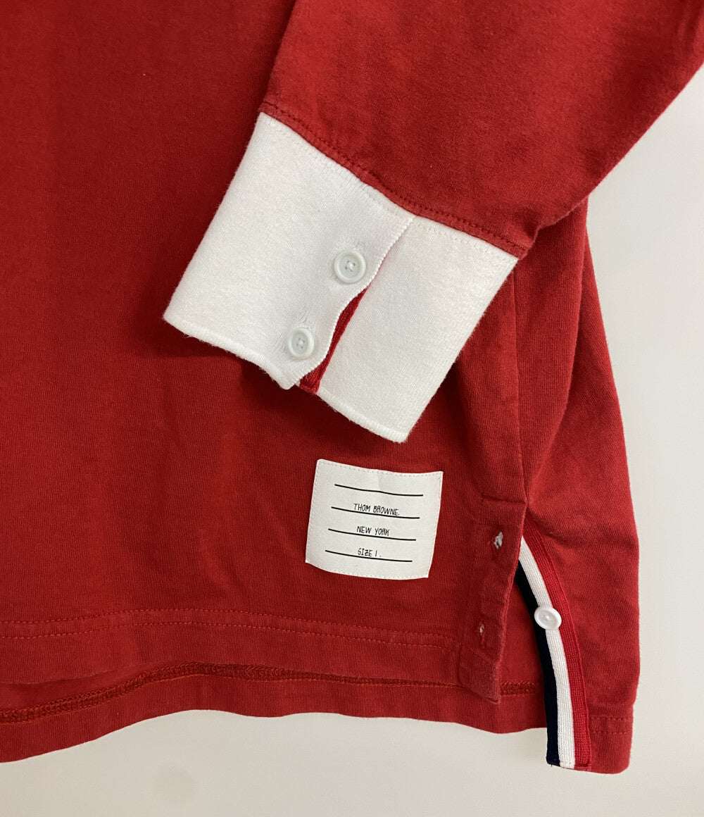 美品 THOM BROWNE ポロシャツ ラガーシャツ レッド MJP219A-06221 メンズ SIZE 1 トムブラウン