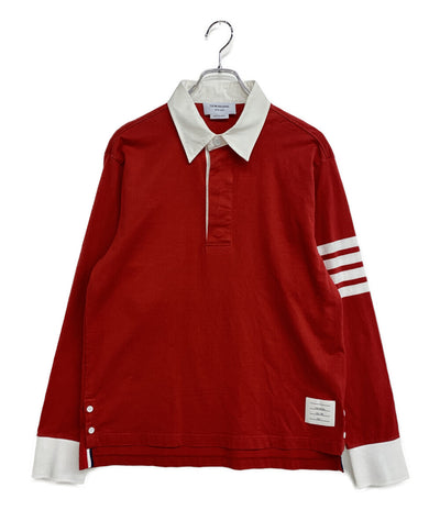 美品 THOM BROWNE ポロシャツ ラガーシャツ レッド MJP219A-06221 メンズ SIZE 1 トムブラウン