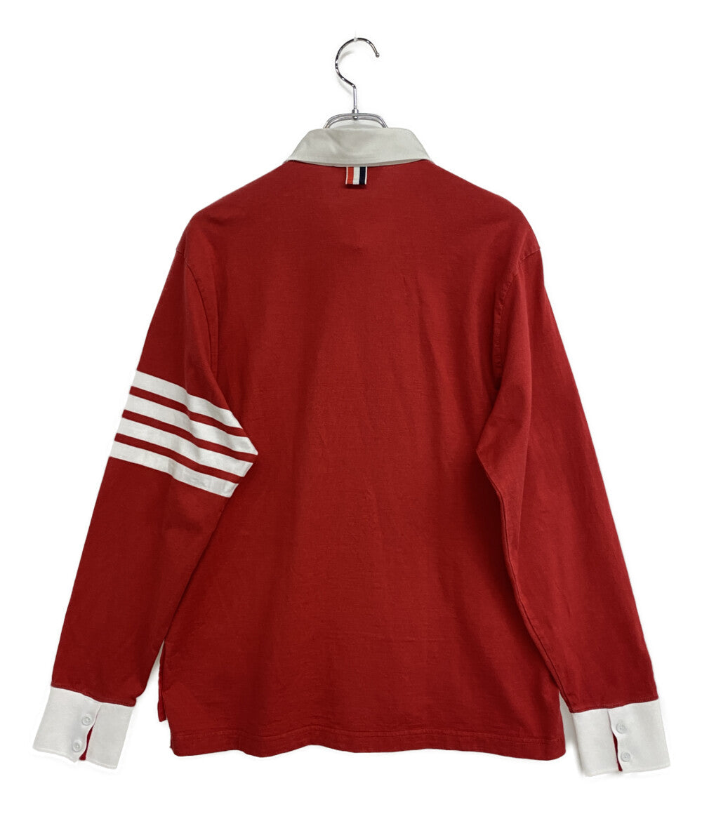 美品 THOM BROWNE ポロシャツ ラガーシャツ レッド MJP219A-06221 メンズ SIZE 1 トムブラウン