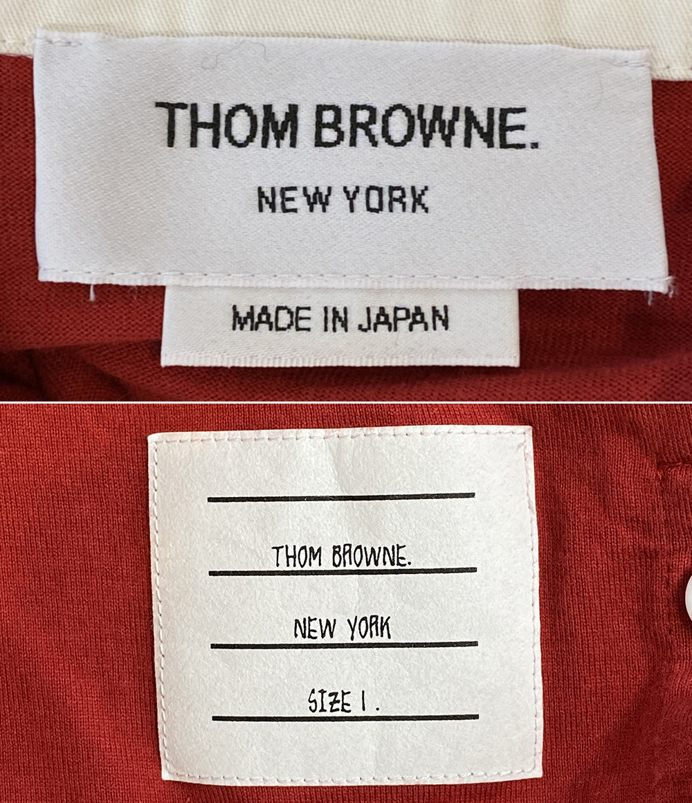 美品 THOM BROWNE ポロシャツ ラガーシャツ レッド MJP219A-06221 メンズ SIZE 1 トムブラウン