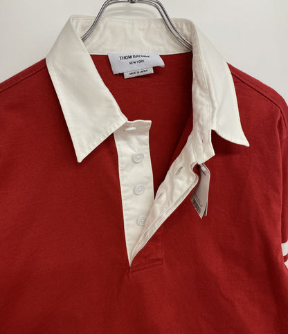 美品 THOM BROWNE ポロシャツ ラガーシャツ レッド MJP219A-06221 メンズ SIZE 1 トムブラウン
