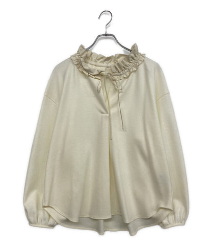 Drawer 長袖ウールシャツ ギャザーカラーロングスリーブブラウス 6512-2-000003 レディース SIZE 1 ドゥロワー