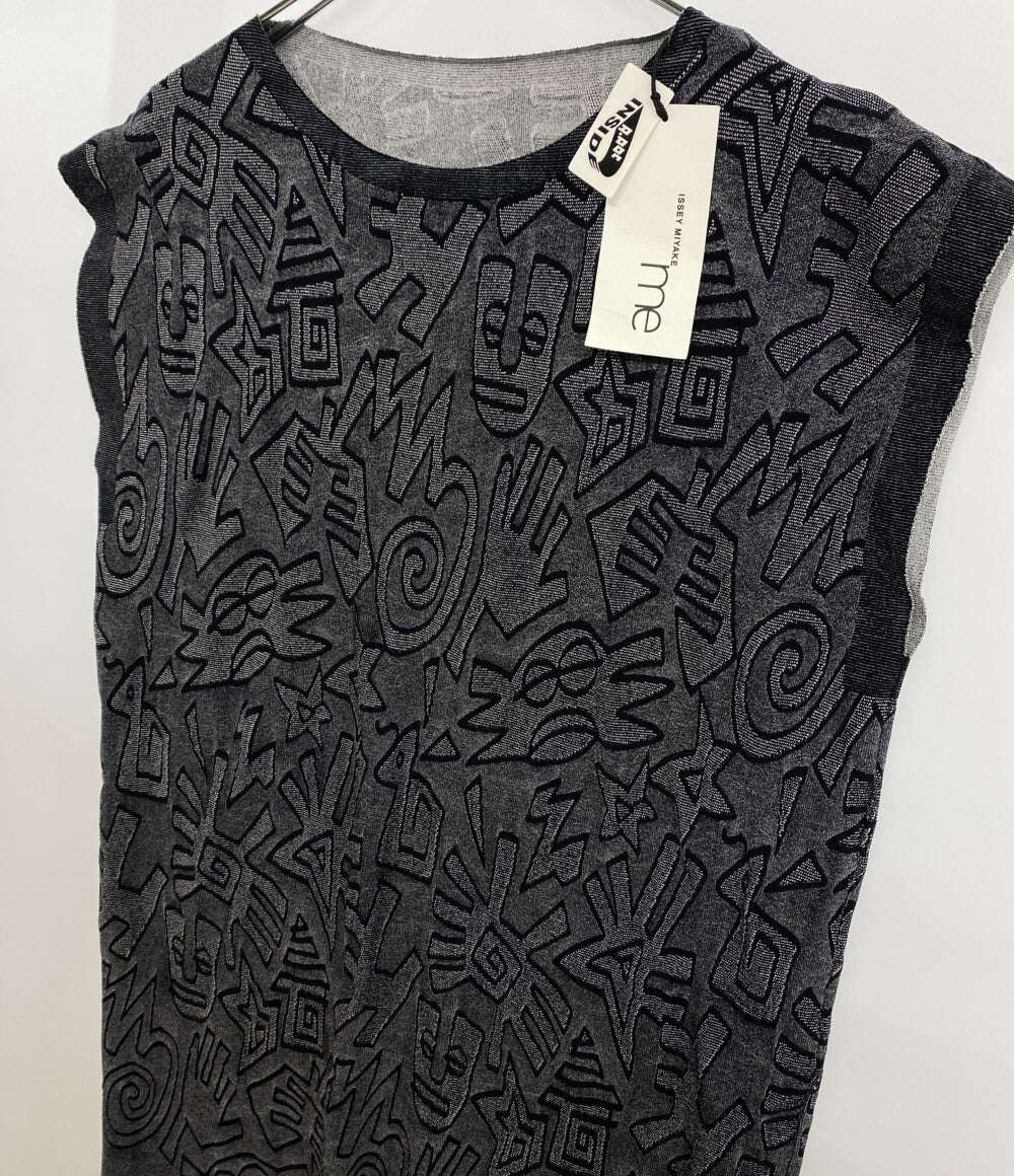 me ISSEY MIYAKE ノースリーブワンピース 総柄 グレ- MI94-KT332-17 レディース SIZE - ミー イッセイミヤケ