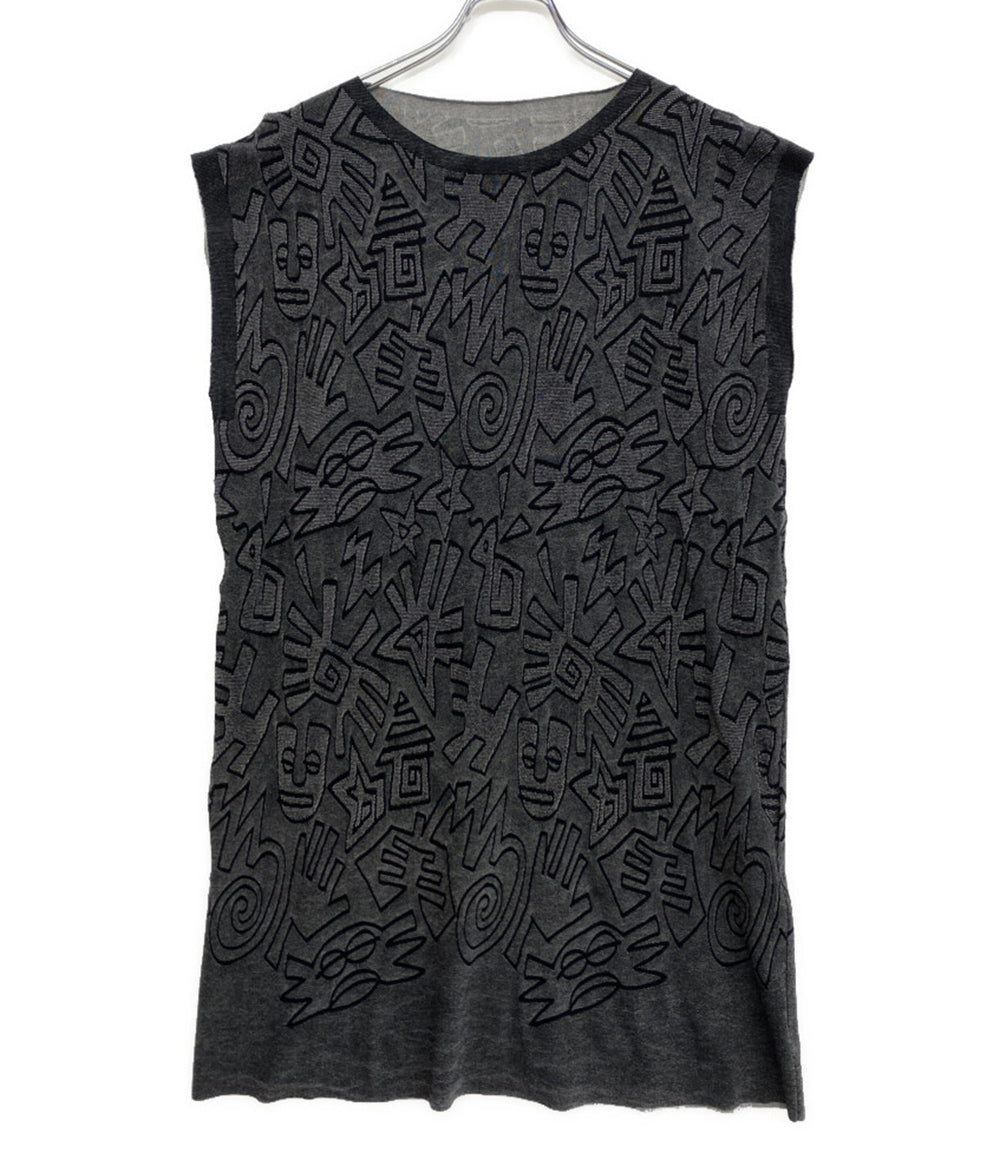 me ISSEY MIYAKE ノースリーブワンピース 総柄 グレ- MI94-KT332-17 レディース SIZE - ミー イッセイミヤケ