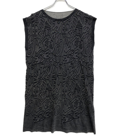 me ISSEY MIYAKE ノースリーブワンピース 総柄 グレ- MI94-KT332-17 レディース SIZE - ミー イッセイミヤケ