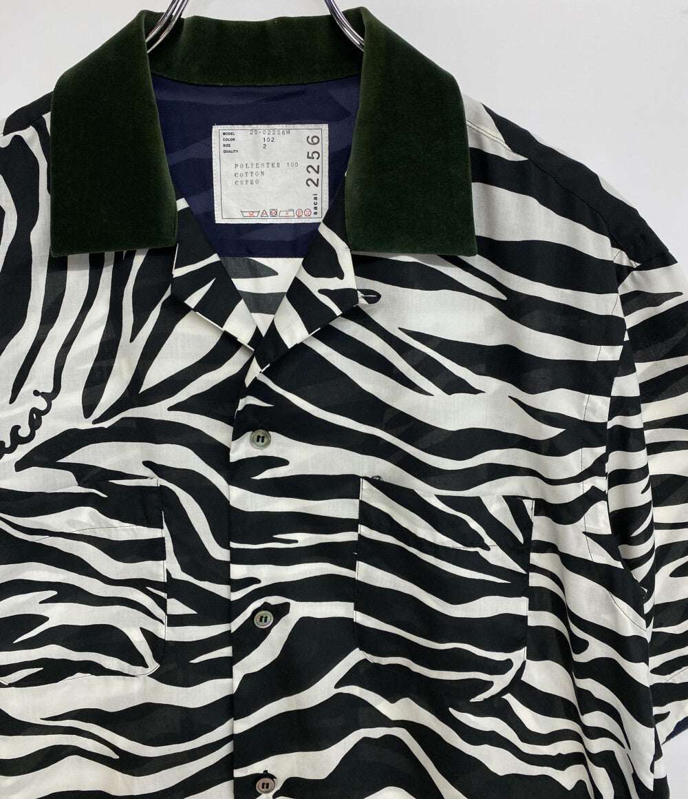 sacai 20-02256M オープンカラー半袖シャツ ゼブラ 2020SS メンズ SIZE