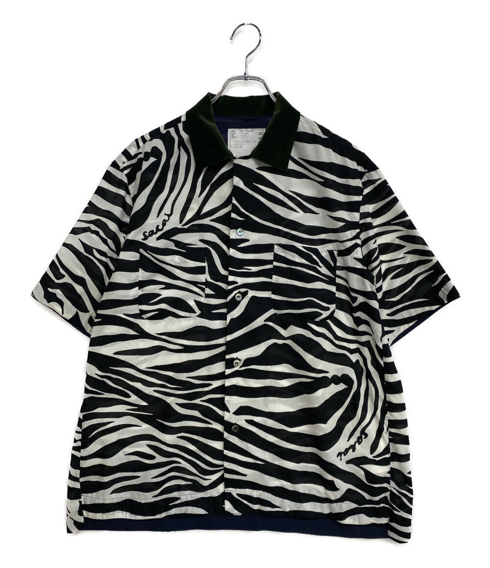 sacai 20-02256M オープンカラー半袖シャツ ゼブラ 2020SS メンズ SIZE