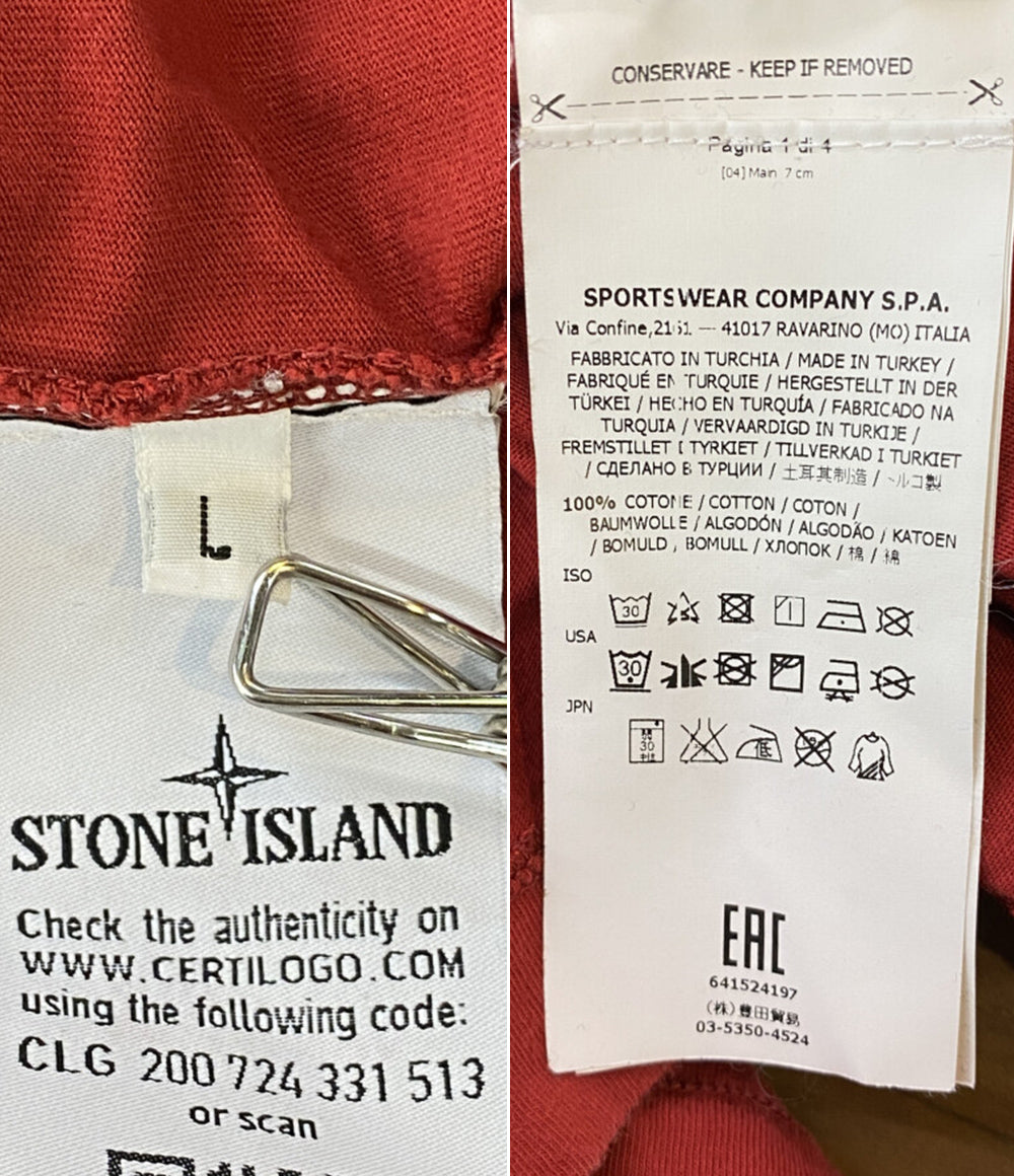 STONE ISLAND 半袖Ｔシャツ レッド メンズ SIZE L ストーンアイランド