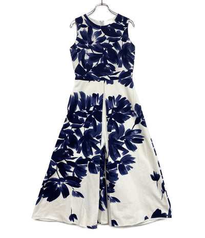 AKIKO OGAWA オールインワン ホワイト ブルー フラワー総柄 223-18021 レディース SIZE 38 アキコオガワ